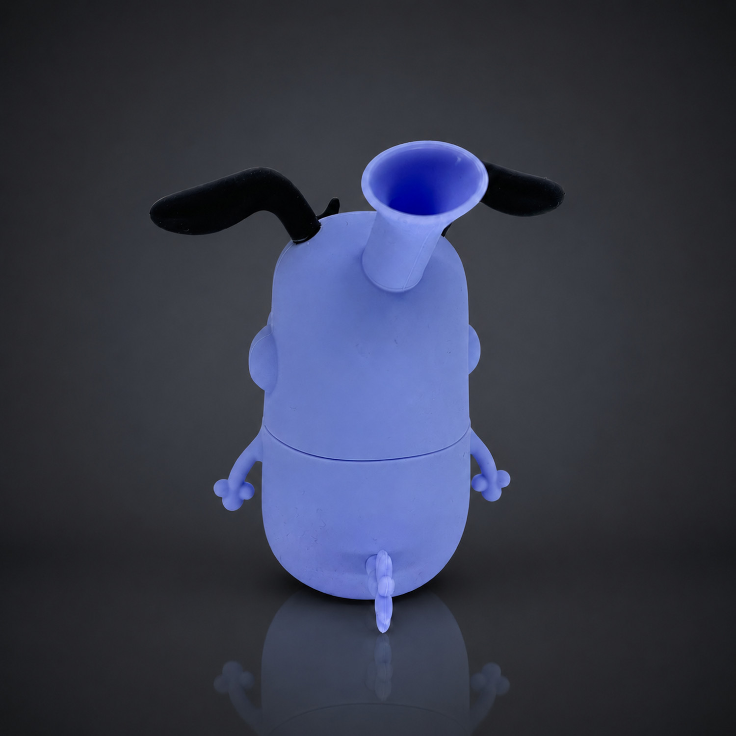 6&Prime; Blue Scared Dog Character Silicone Bong Water Pipe Collectible 14mm Bowl