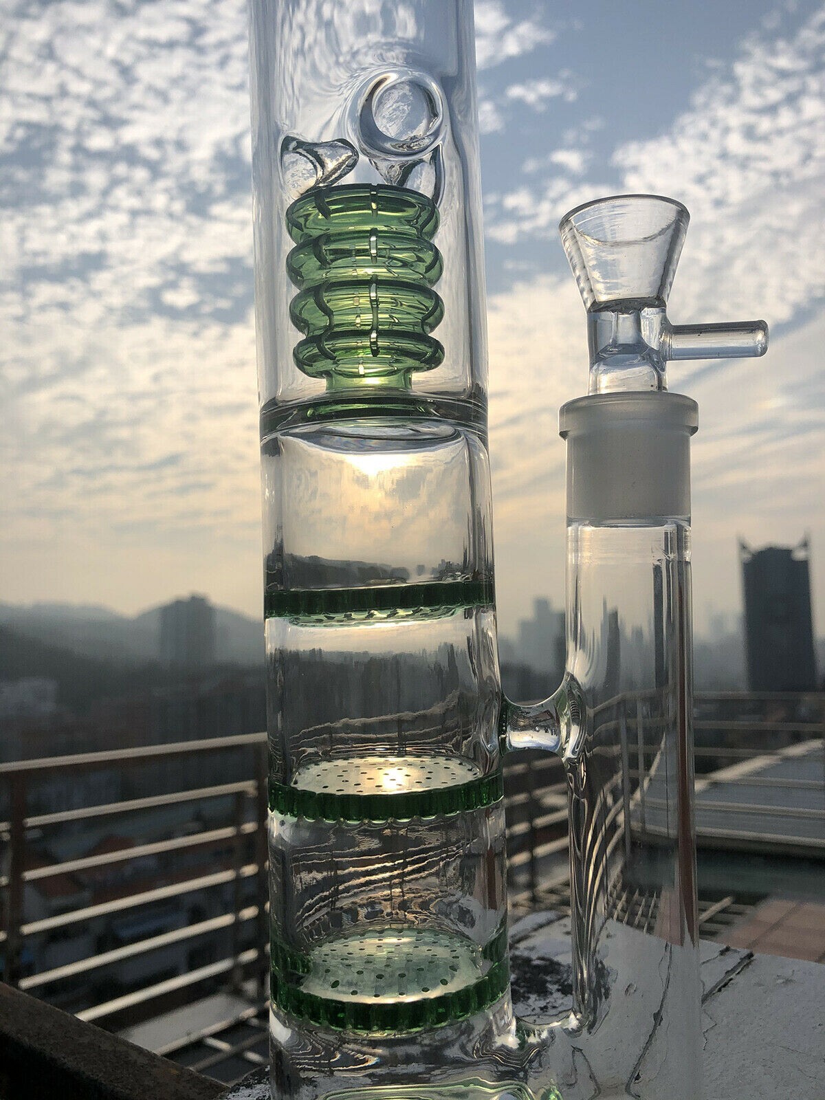 16.5&Prime; Glass Bong Hookahs Honeycomb Percolator Water Pipe Bowl for Smoking