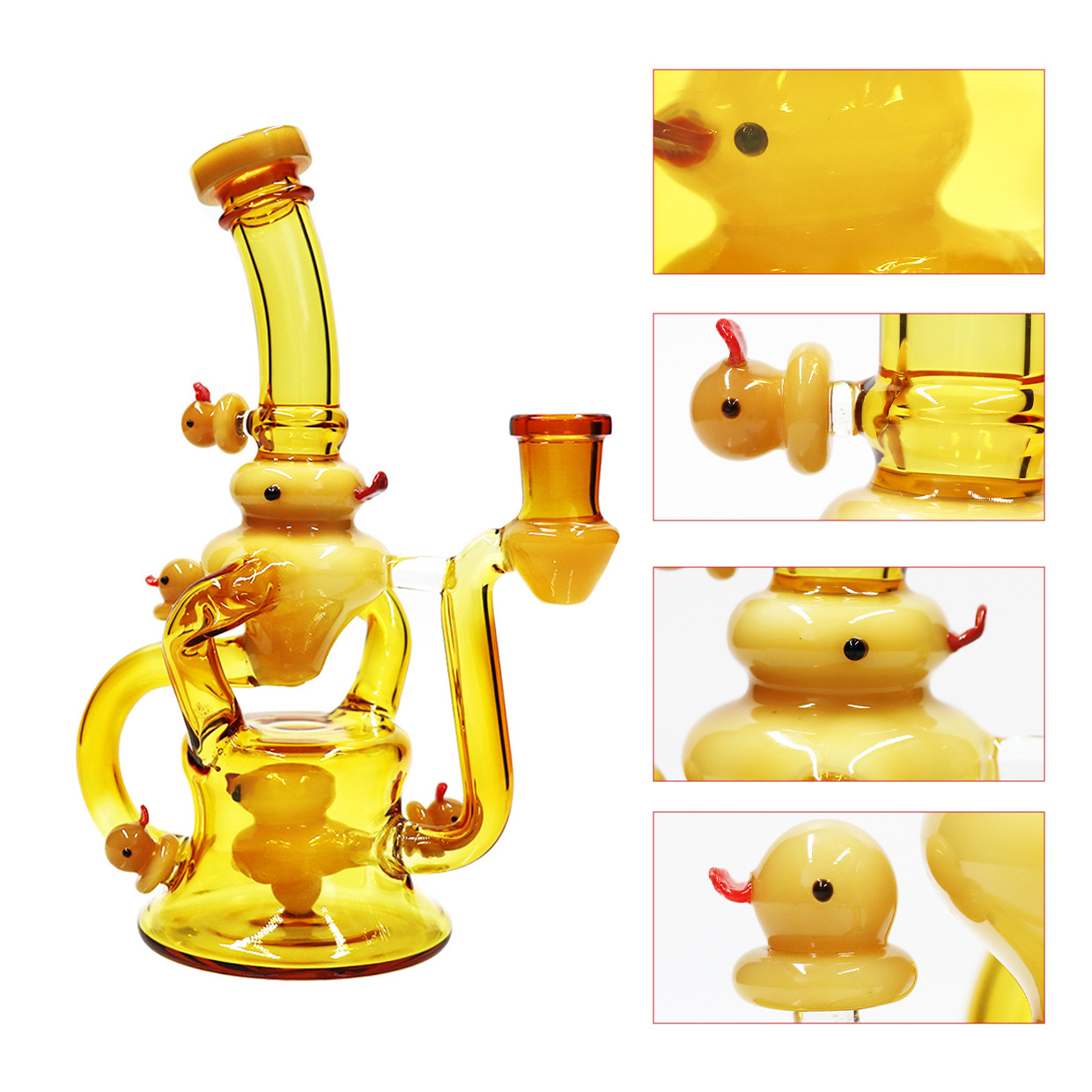 8in Duck Glass Bong Water Pipes Smoking Tobacco Recycler Bongs Hookah 14mm bowl