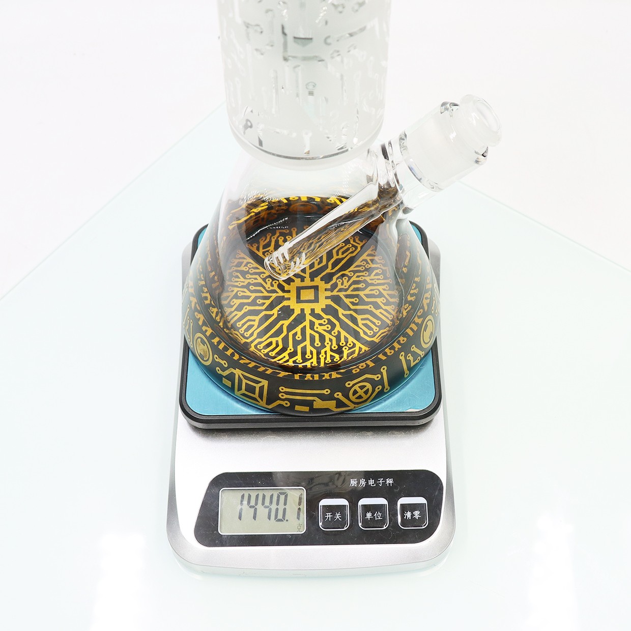 16 » Glass Smoking Waterpipe Tree Perc Beaker Bong + Downstem Sandblasted Hookah