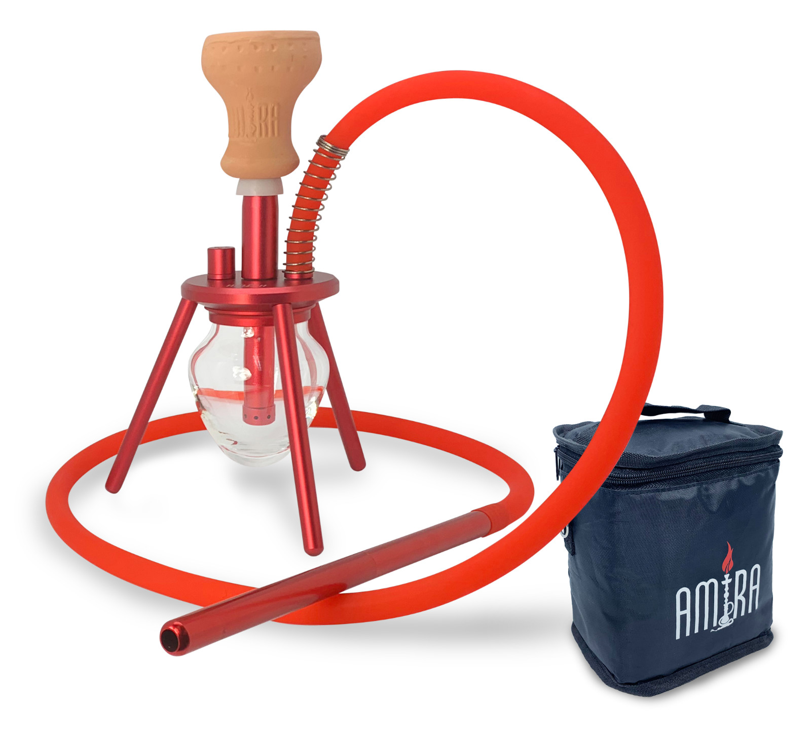 12&Prime; Red Travel Hookah Set – Mini Spider by Amira Hookahs Shisha BYO Hookahs