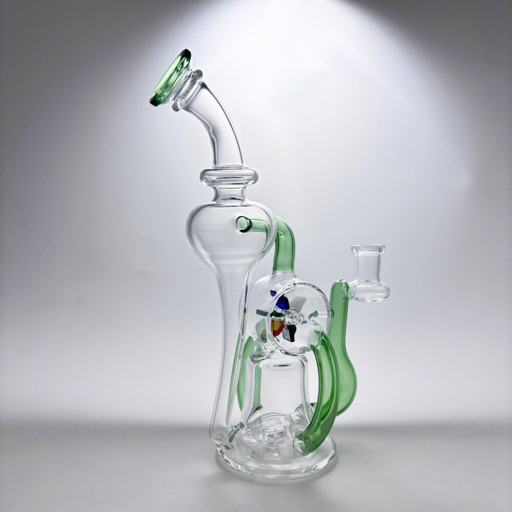 9 » Windmill Recycler Glass Bong Smoking Water Pipe Hookahs Bubbler w/14mm Bowl