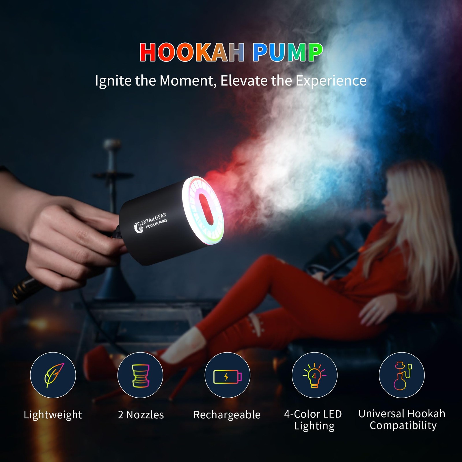 Flextailgear Electric Hookah Pump Kit, Mini Portable Hookah Starter Wi