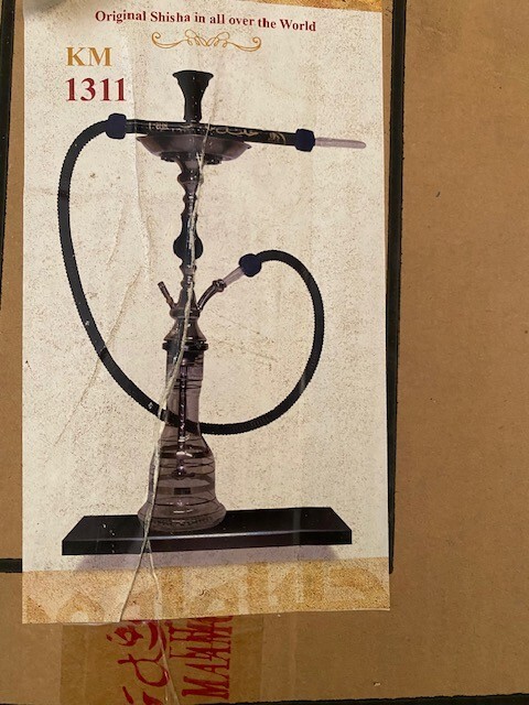 KHALIL MAMOON ORIGINAL GENUINE SHISHA HOOKAH PIPE SET CAFE STYLE 70CM, BLACK