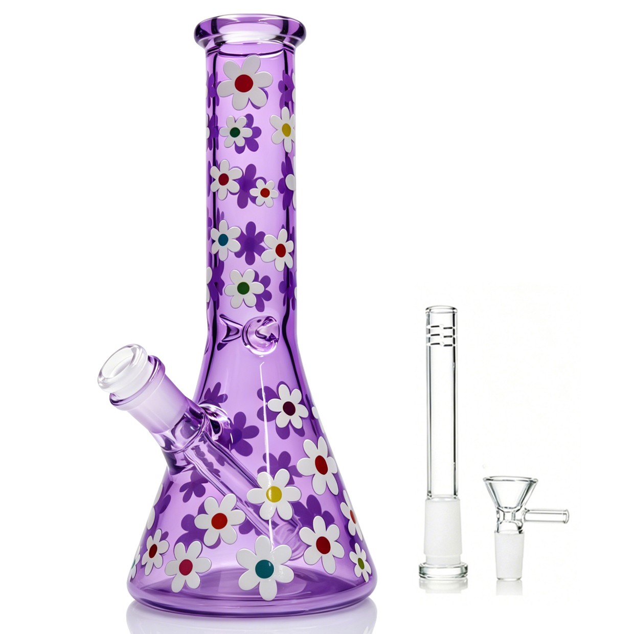 Fluorescent Hookah 10&Prime; Glass Bong Water Pipes Smoking Beaker bongs w/14mm Bowl
