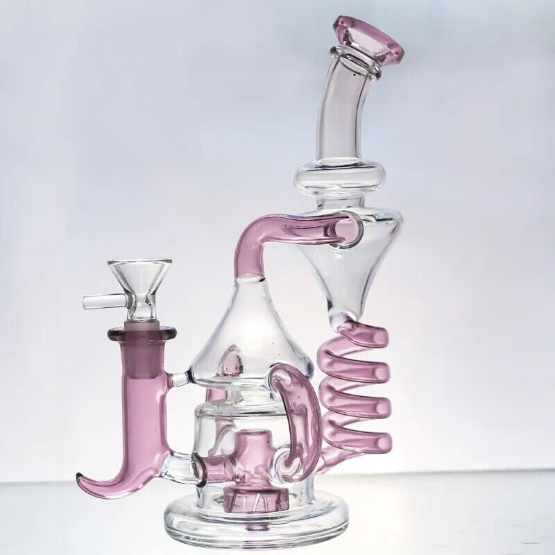 8.6&Prime; Tornado Coil Glass Bong Water Pipe Pyrex Hookah Percolator Bubbler W/Bowl
