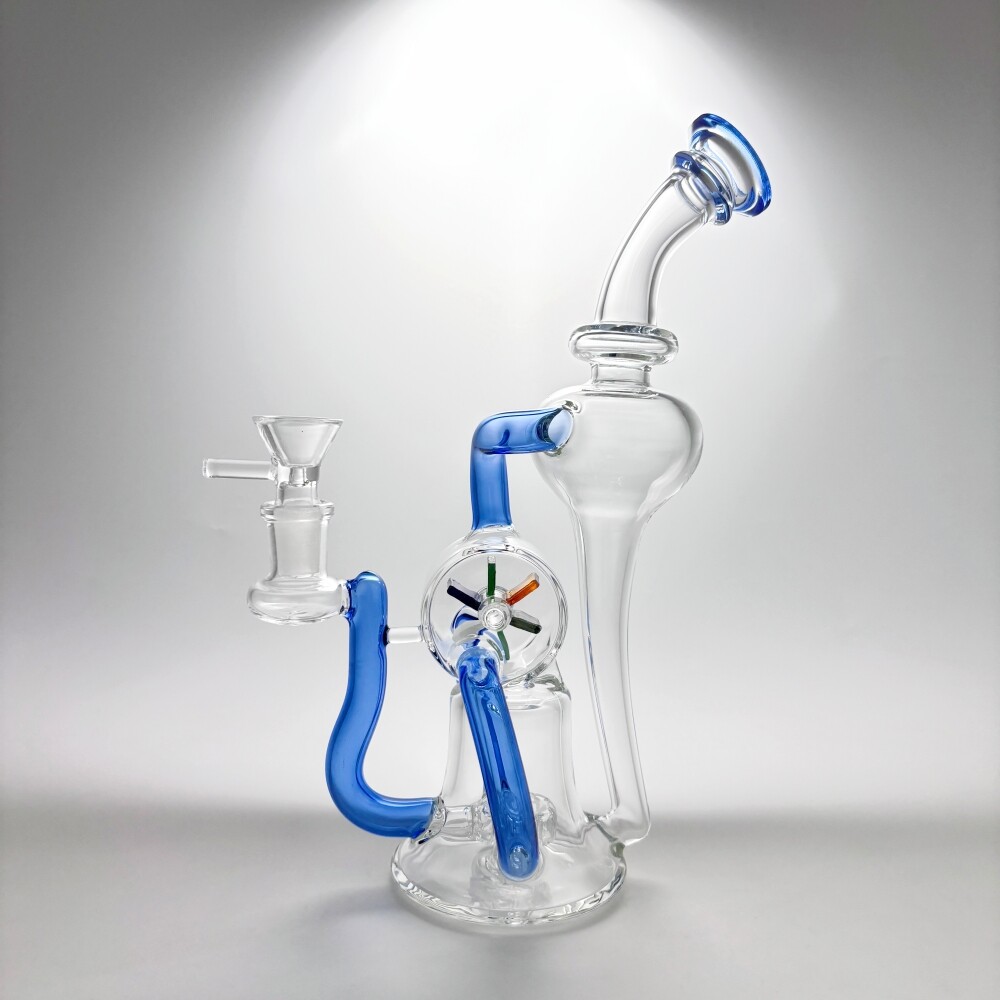 9 » Windmill Recycler Glass Bong Smoking Water Pipe Hookahs Bubbler w/14mm Bowl
