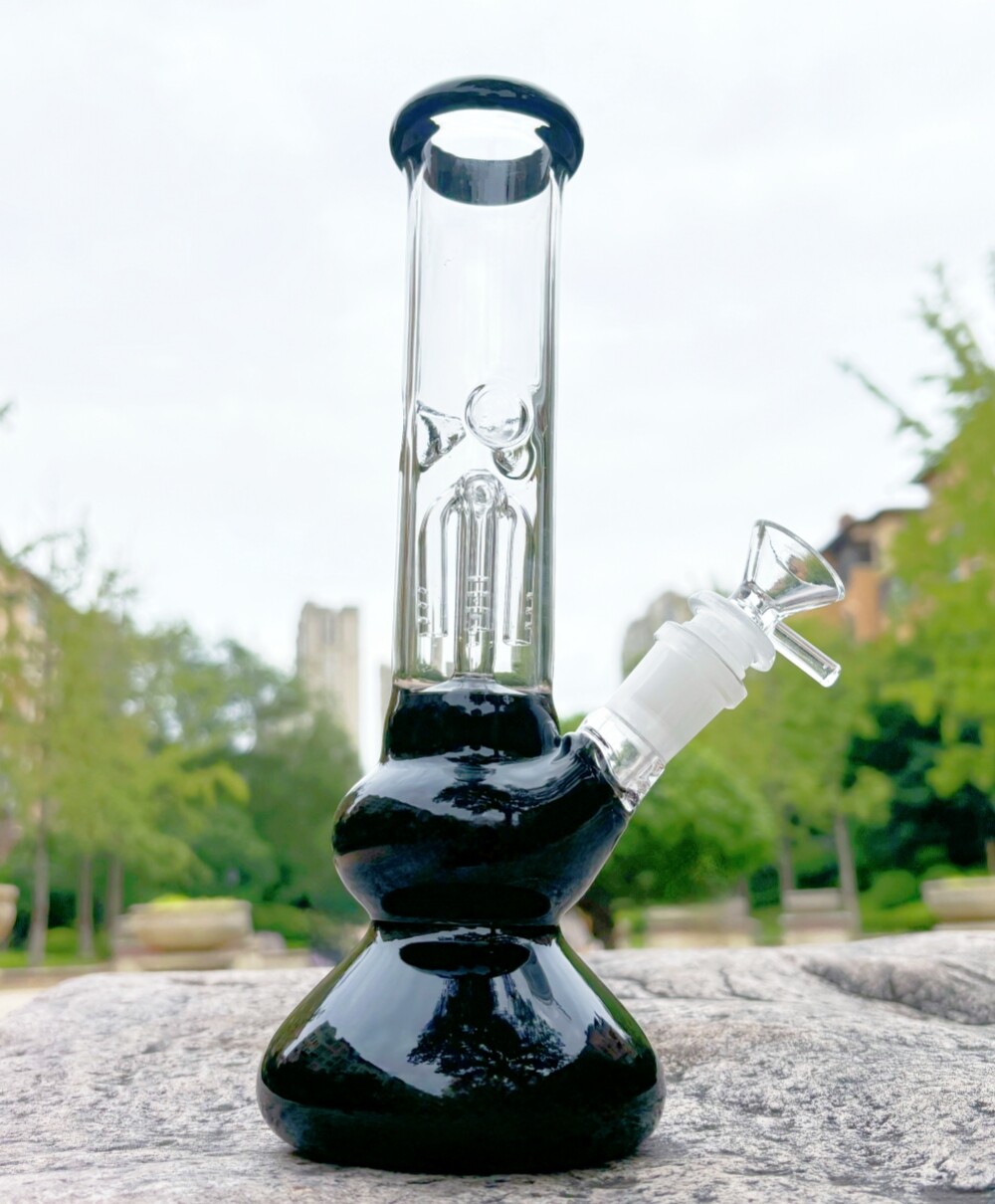 10 » Gourd Tree Arm Perc Glass Bong Thick Hookah Bubbler Water Pipe Beaker Black