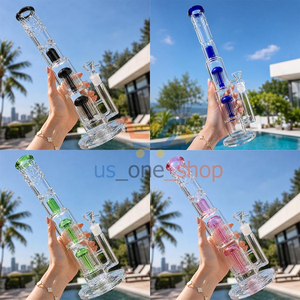 16inch Perc Glass Bong Heavy Percolate Bongs Smoking Hookah Water Pipe 18mm Bowl