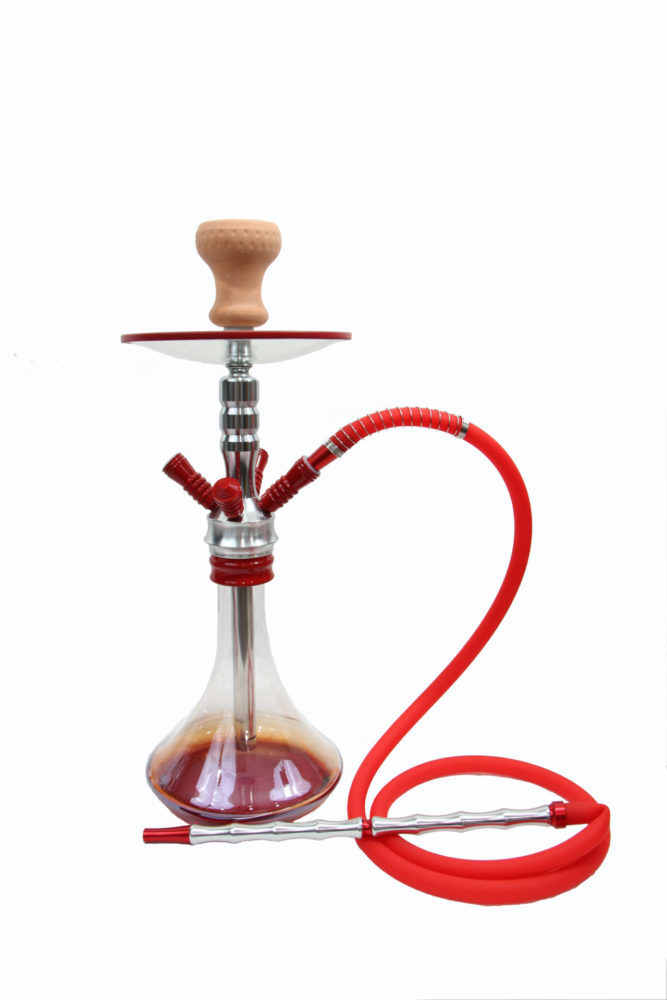 24&Prime; EMERALD™ complete hookah set – red, 3 hose hookah / COMES with 1 HOSE in set