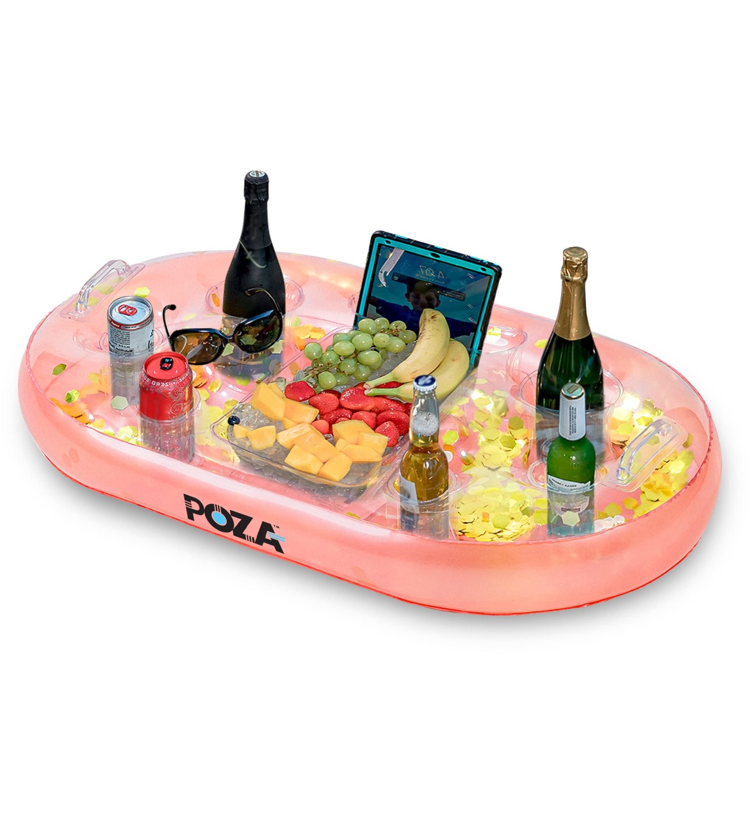 POZA Inflatable Gold Floating Cooler – Luxurious Drink Holder Filled with Spa…