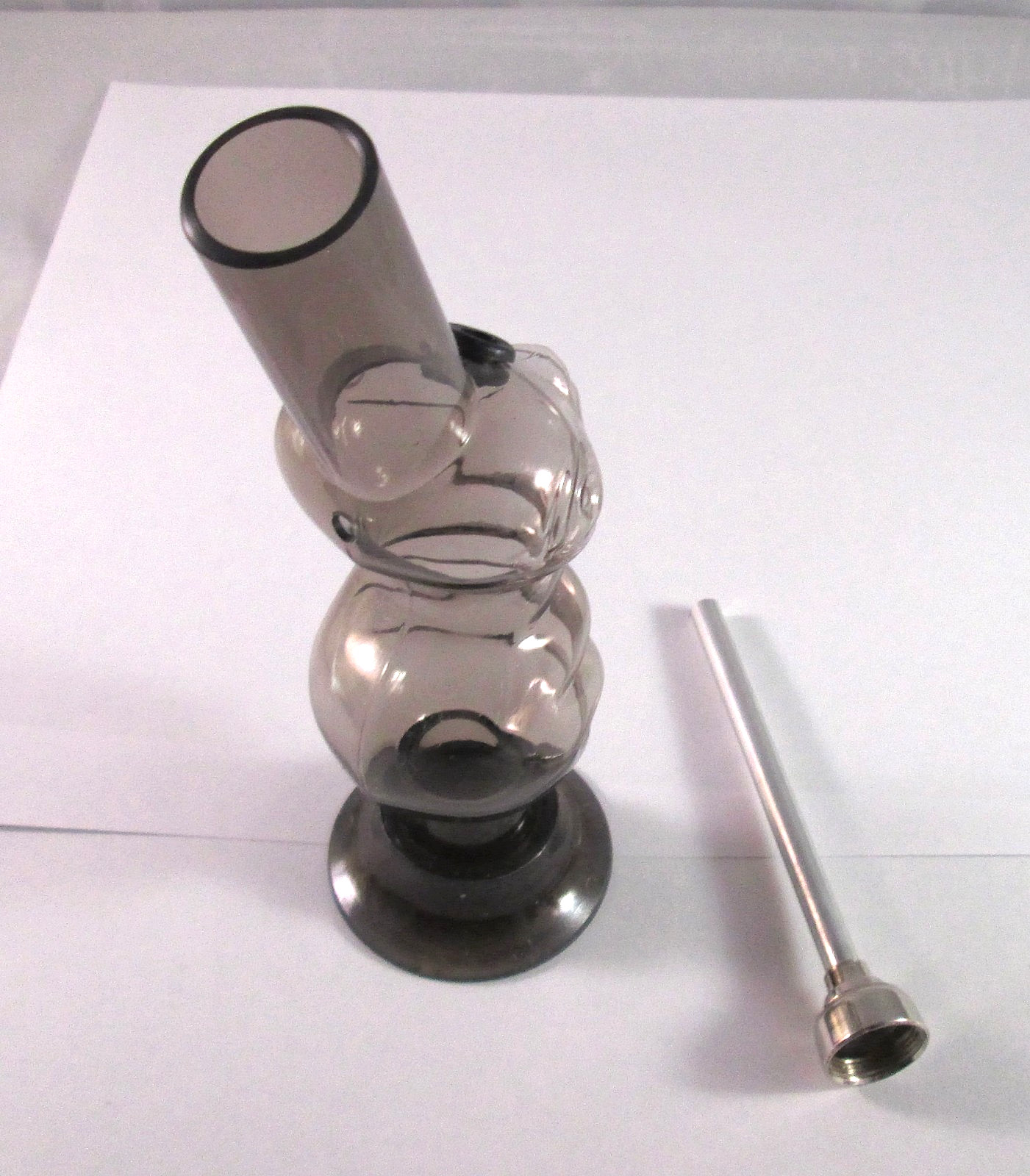 Acrylic Smoking Water Pipe Bubbler 6&Prime; Clear Black Smoke Gray Bong Tobacco