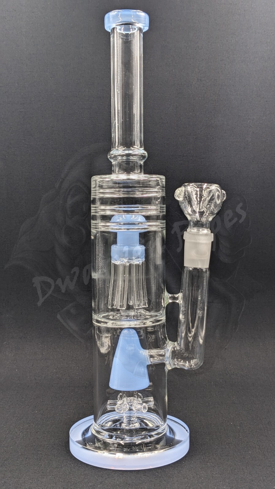 14&Prime; Inch Glass Hookah Water Pipe Bong Its Dual Perc Chambers Light Blue
