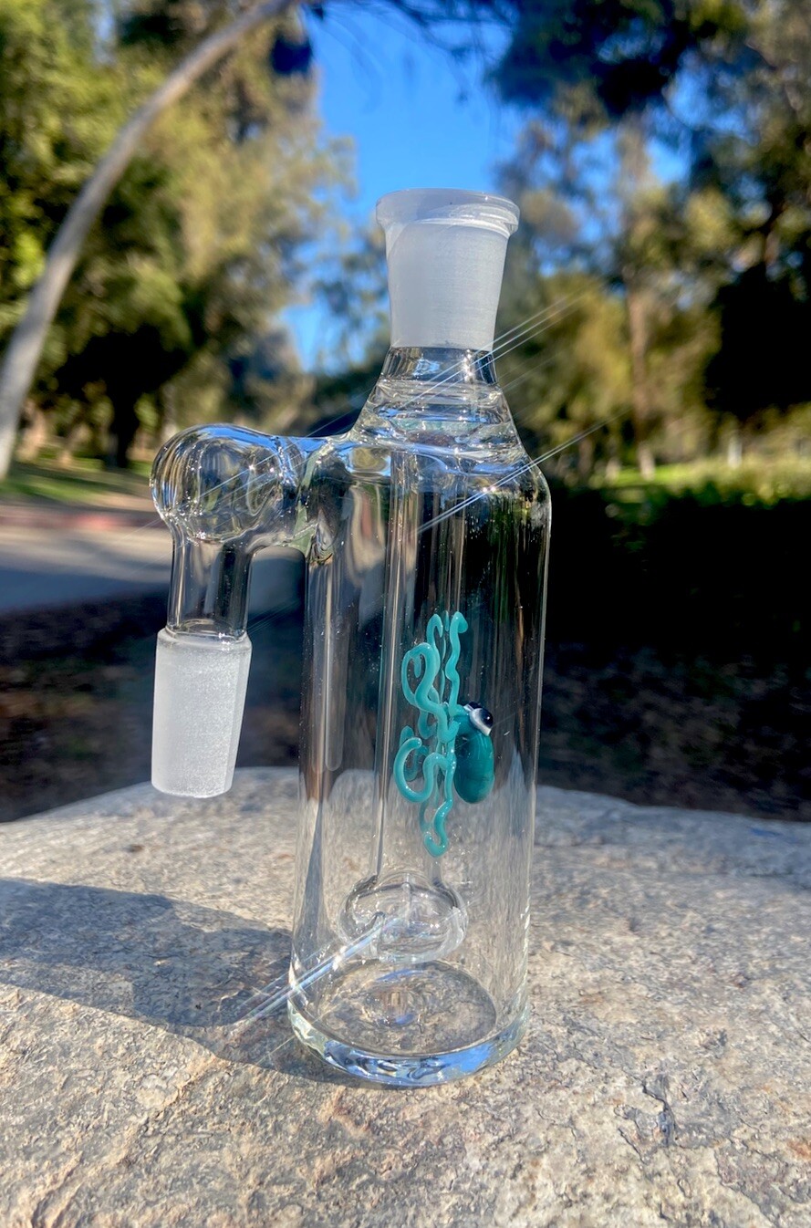 14mm Glass Ash Catcher 90 degree (Agua Azul Octopus)Thick Glass Ash Catcher