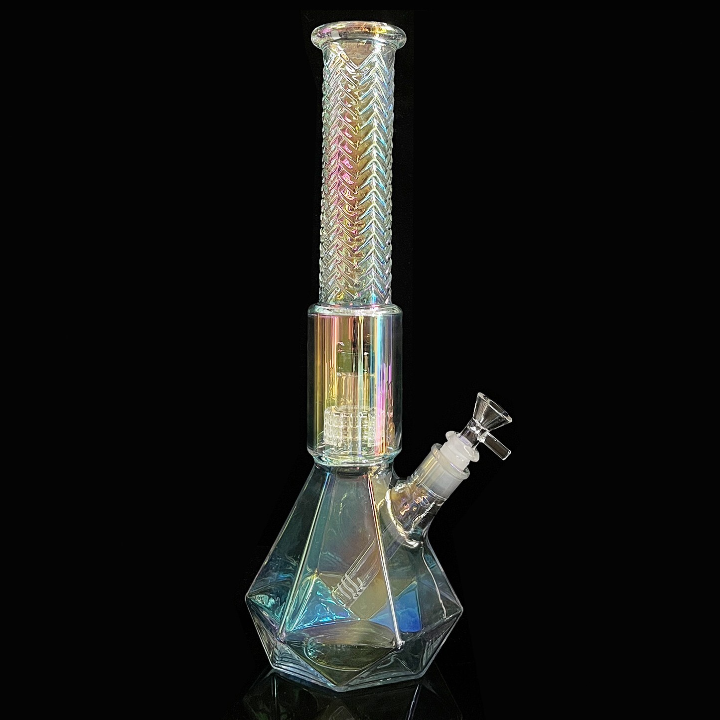 15 » Glass Bong Large Capacity Polygon Water Pipe Thick Smoking Hookah 14mm Bowl