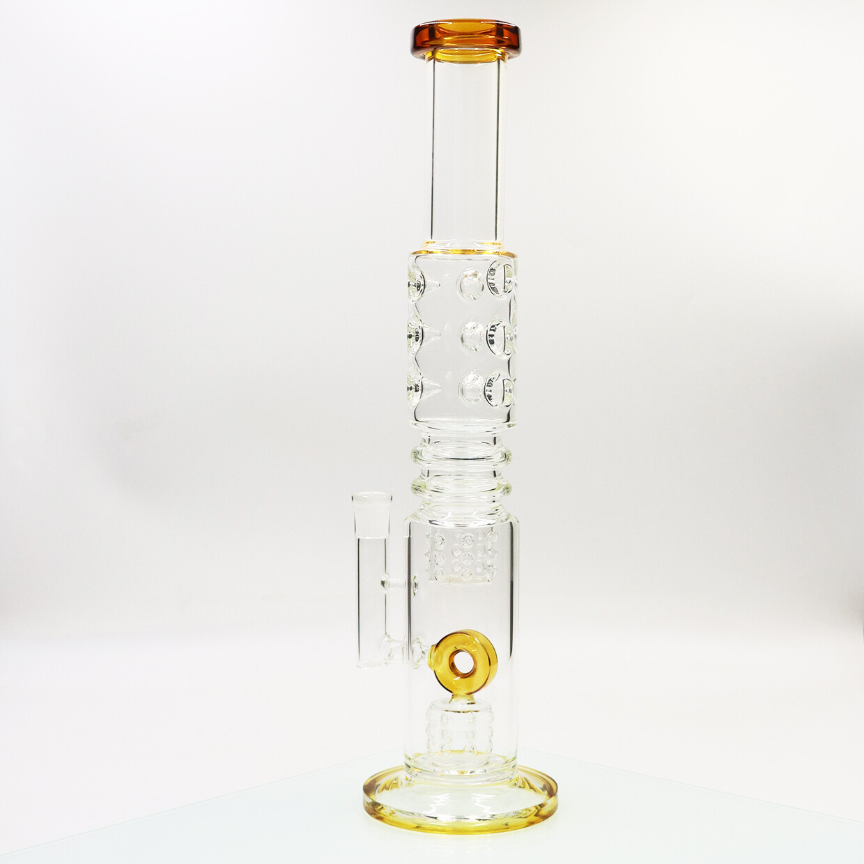 17inch Glass Smoking Waterpipe Perc Bong Handmade With Gift Bowl Yellow Hookah