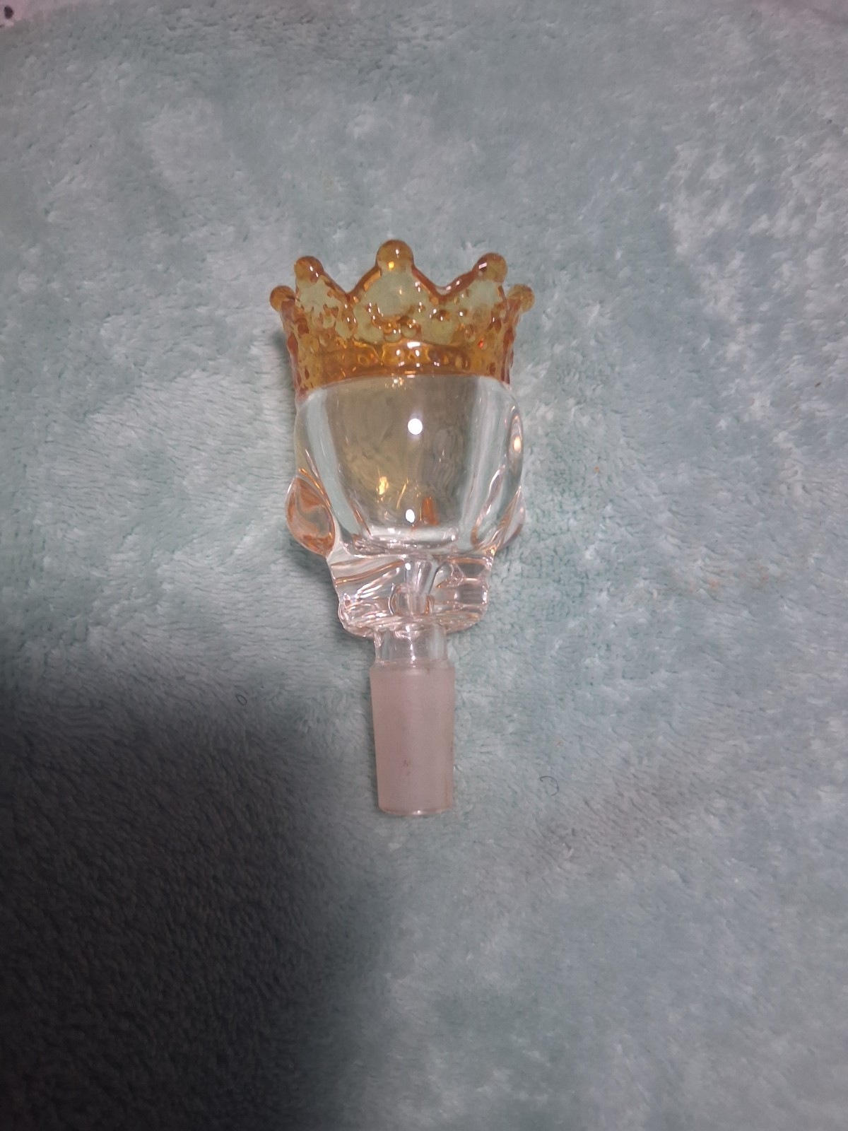 3.3in 14mm Male Skull With Crown Glass Funnel Bowl Slide