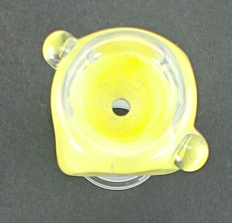 18/19mm Female joint Glass slide bowl – Yellow w/2 grab orbs – Hookah bong Piece