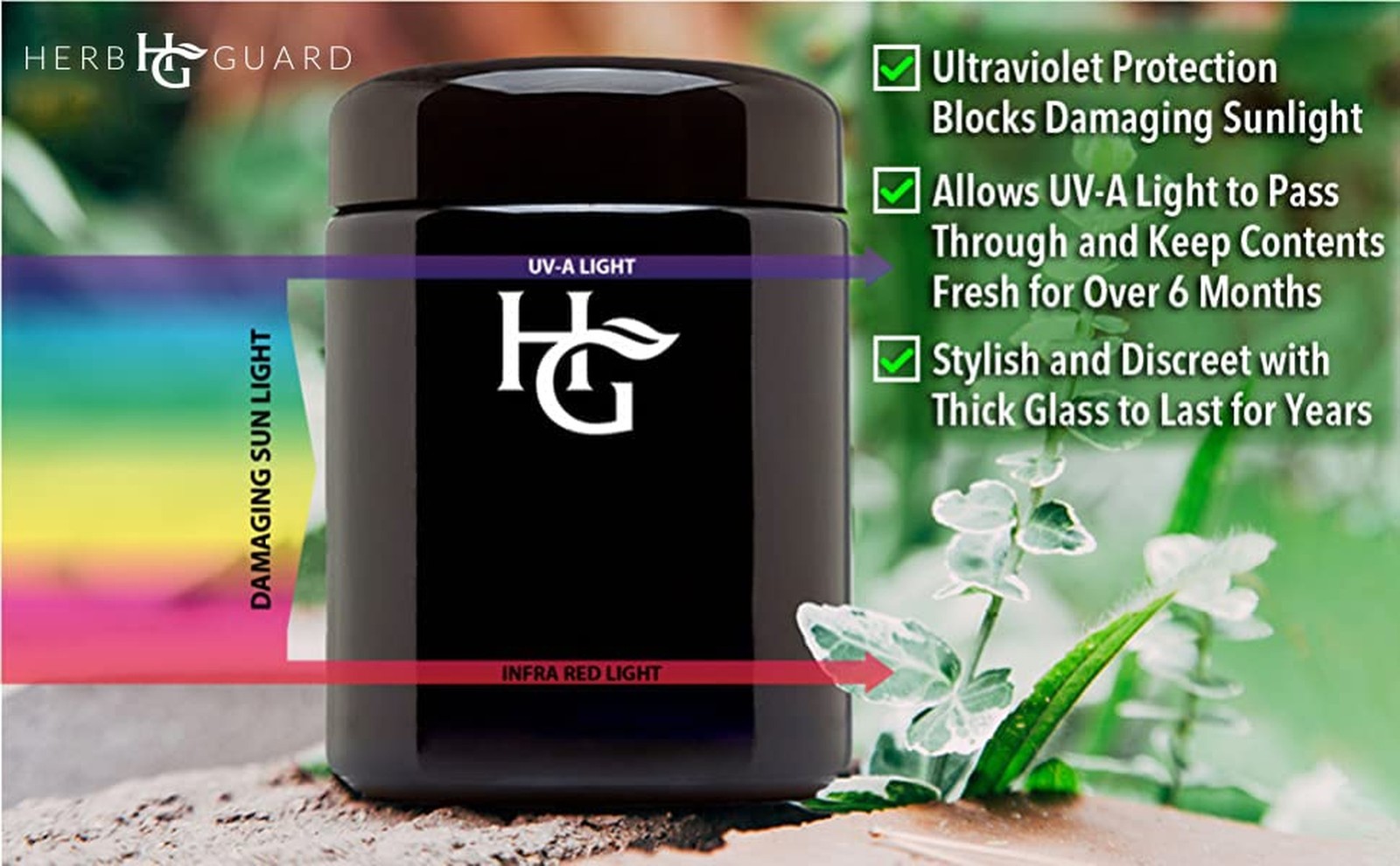 Herb Guard – Half Oz Airtight Jar and Smell Proof Containers (250 ml) Comes w…