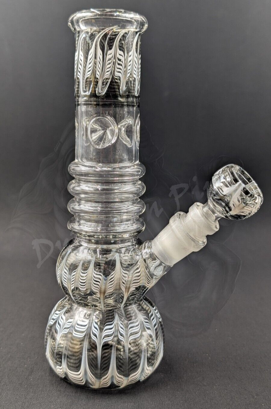9&Prime; Inch Glass Hookah Water Pipe Bong Black White Swirls