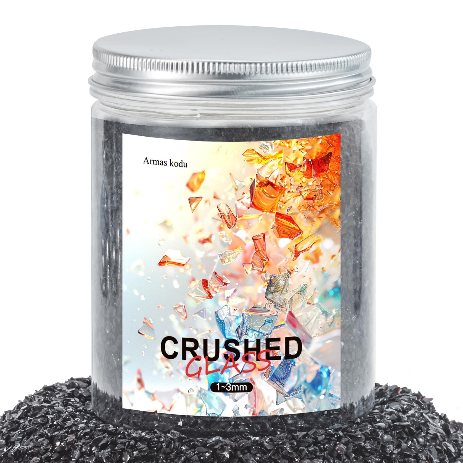 Fine Crushed Glass for Resin Art – 1-3mm Small Size Black, 1.5lb | for Detail…