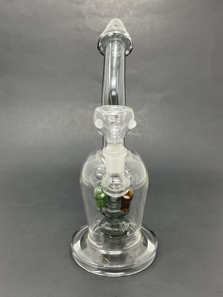 Hookah Water Pipe Glass 9&Prime; Black Mushroom Flat Base Shower Bend Tobacco Bong