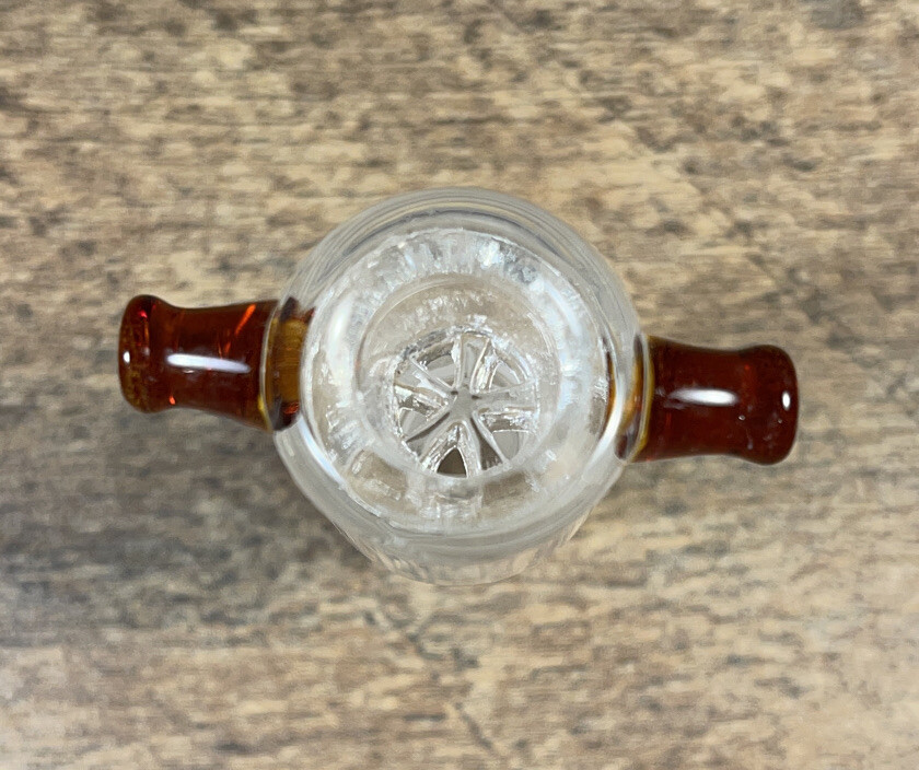 14mm Clear Male Glass Bowl piece built in ashcatcher brown thumb nubs