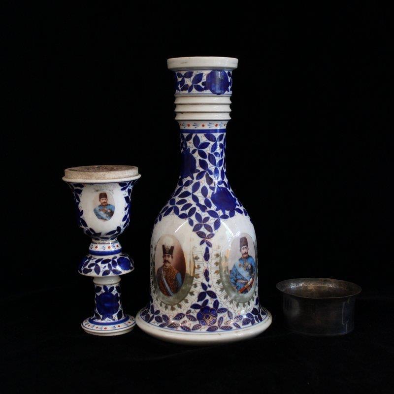 Antique Middle Eastern Porcelain Hookah, 19th C.