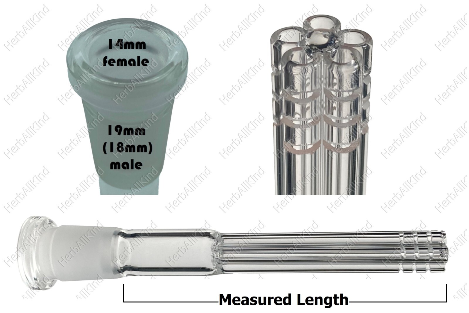 3&Prime; Glass Downstem & Bowl 5-Arm Tree Barrel Tube 19mm / 18mm to 14mm Slide 10-Cut