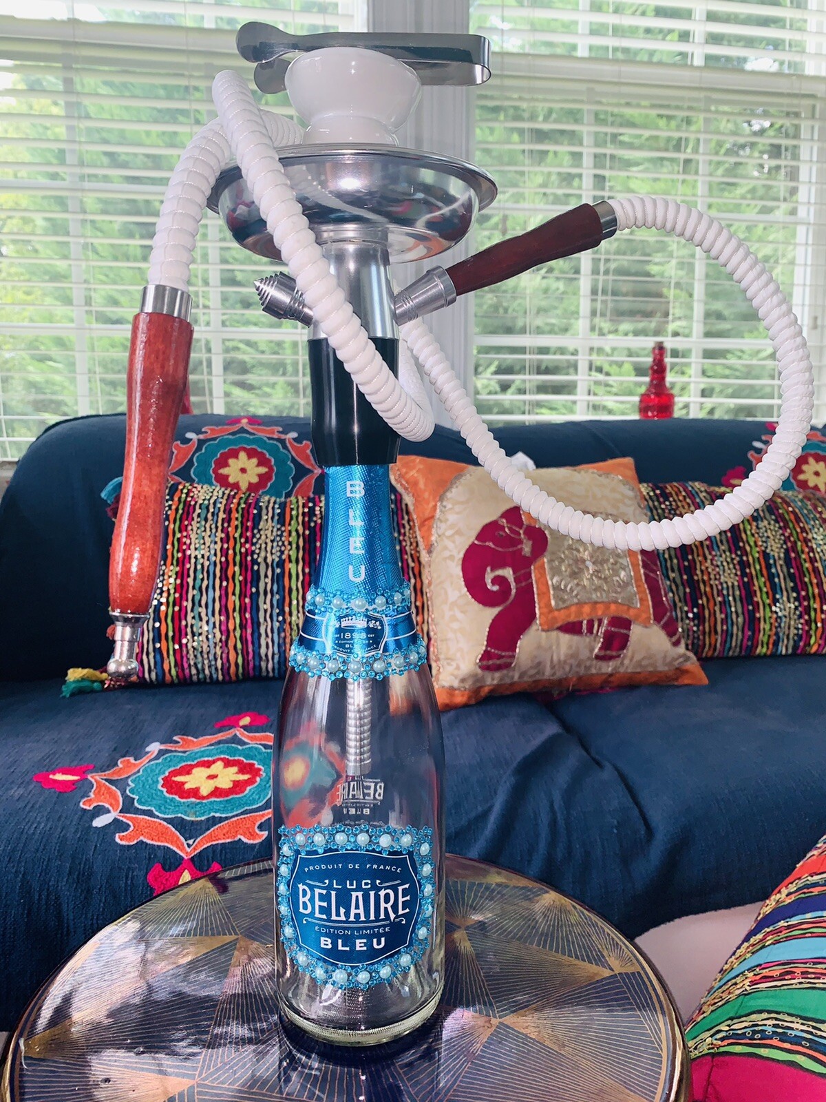 Luc Belaire Luxe Bleu Hookah Shisha Lamp Patio Deck Champagne Party Home Decor