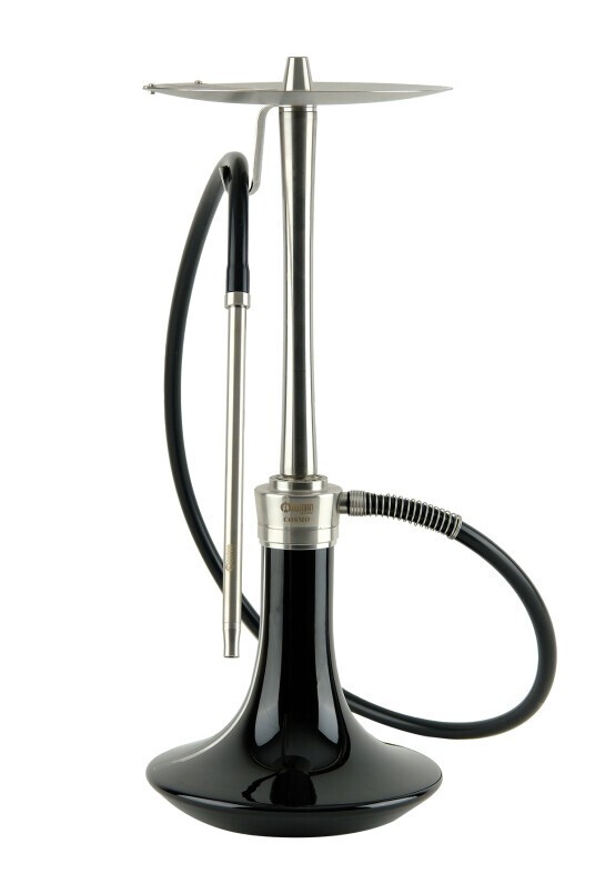 ODUMAN Cosmo Hookah Silver Body Black Glass Hookah Shisha Waterpipe