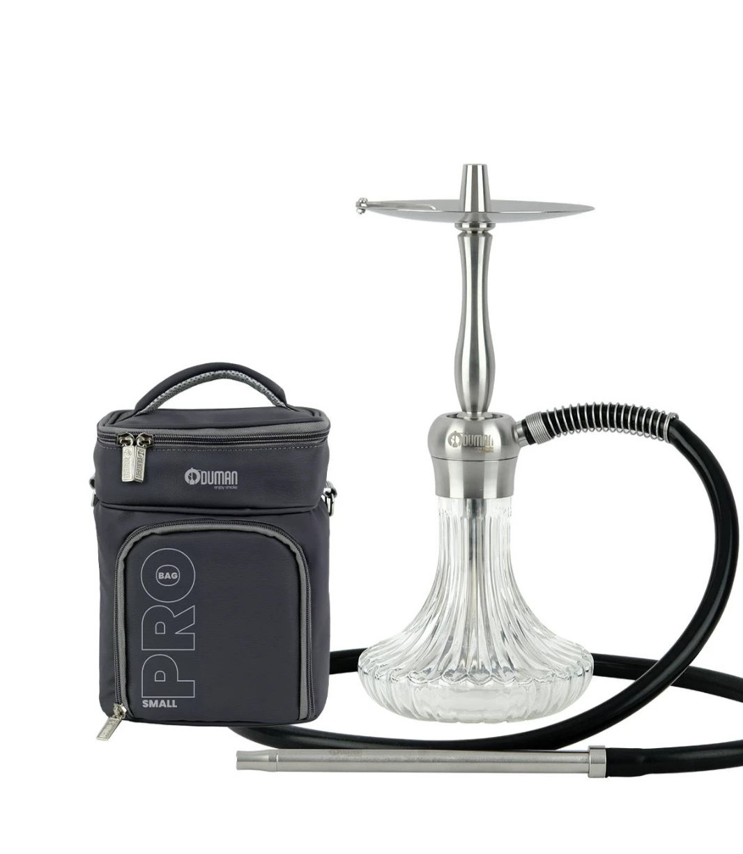 ODUMAN Velos Silver Body Clear Glass Hookah Shisha Waterpipe Carry Bag
