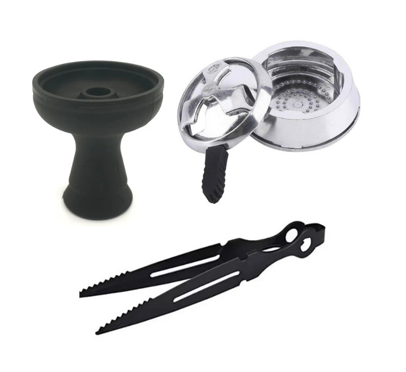 Best Hookah Bowl – Heat Management Charcoal Holder with Cover – Hookah Tong