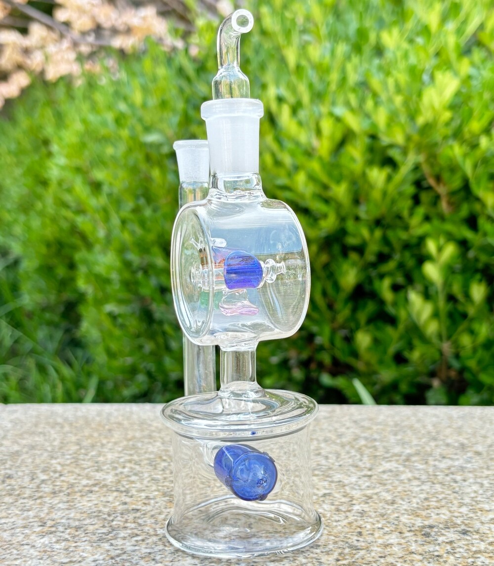 5.9 » Glass Bong Mini Windmill Spin Recycler Hookah Tornado Water Pipe Bubbler