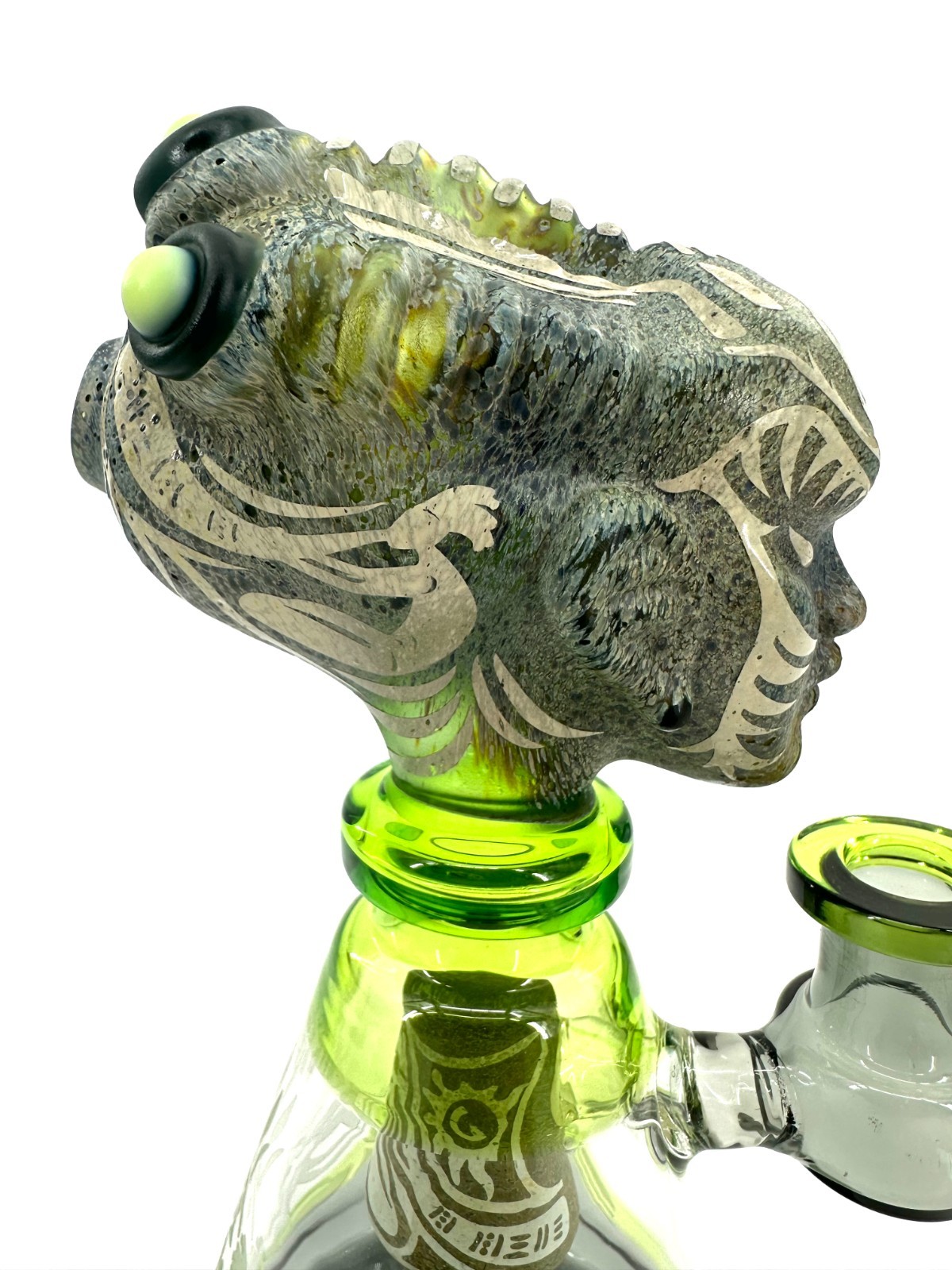 12&Prime; Black Skull Bubbler Glass Water Pipe Bong Perk 14mm Bowl Tobacco Hookah