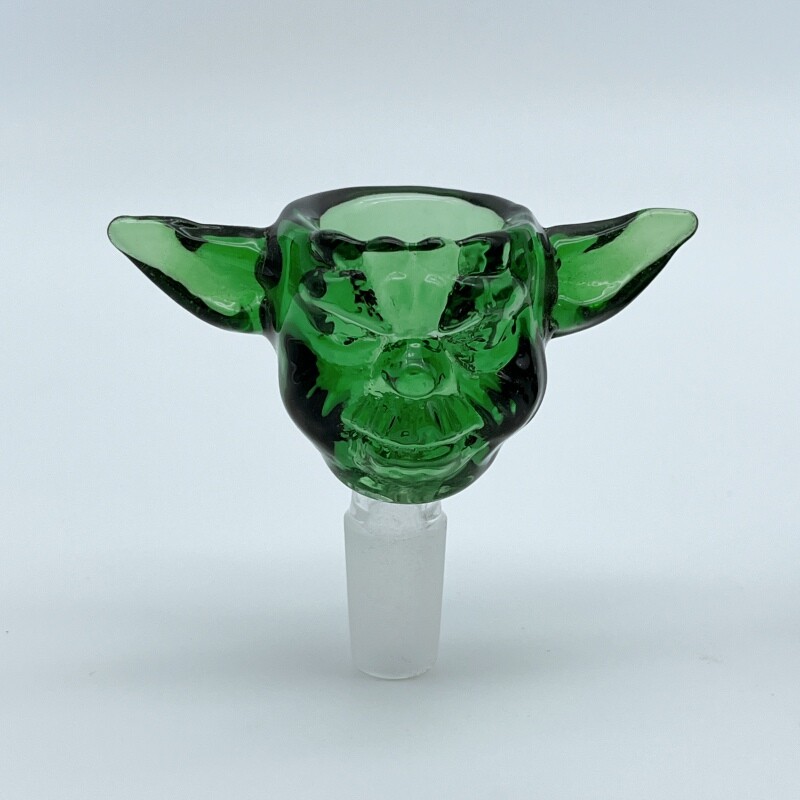 Premium Thick 14mm male Glass Yoda Bong Bowl Slide Holder Large Capacity Green