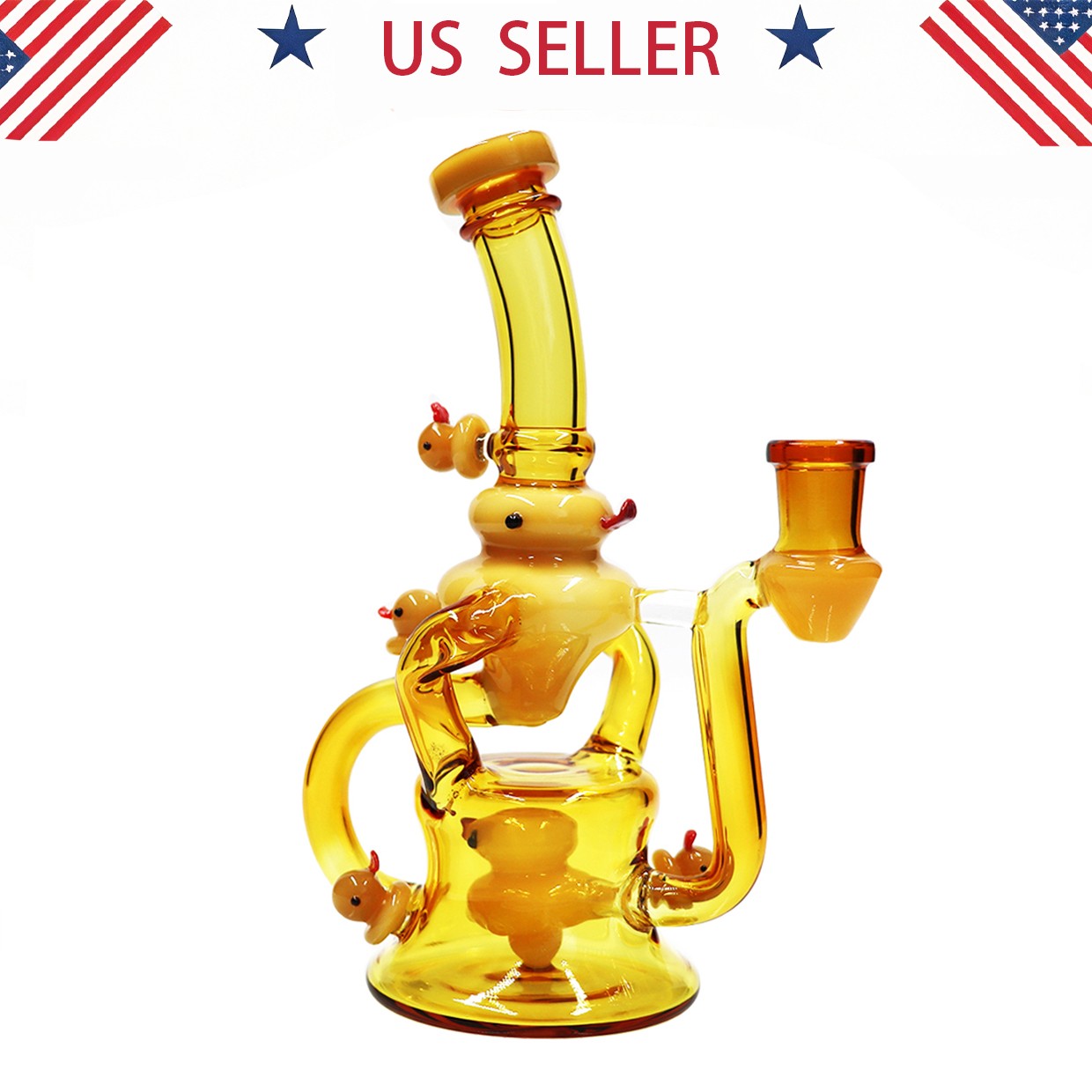 8in Hookah Recycler Glass Bong Water pipes Tobacco Smoking W/ 14mm glass bowl