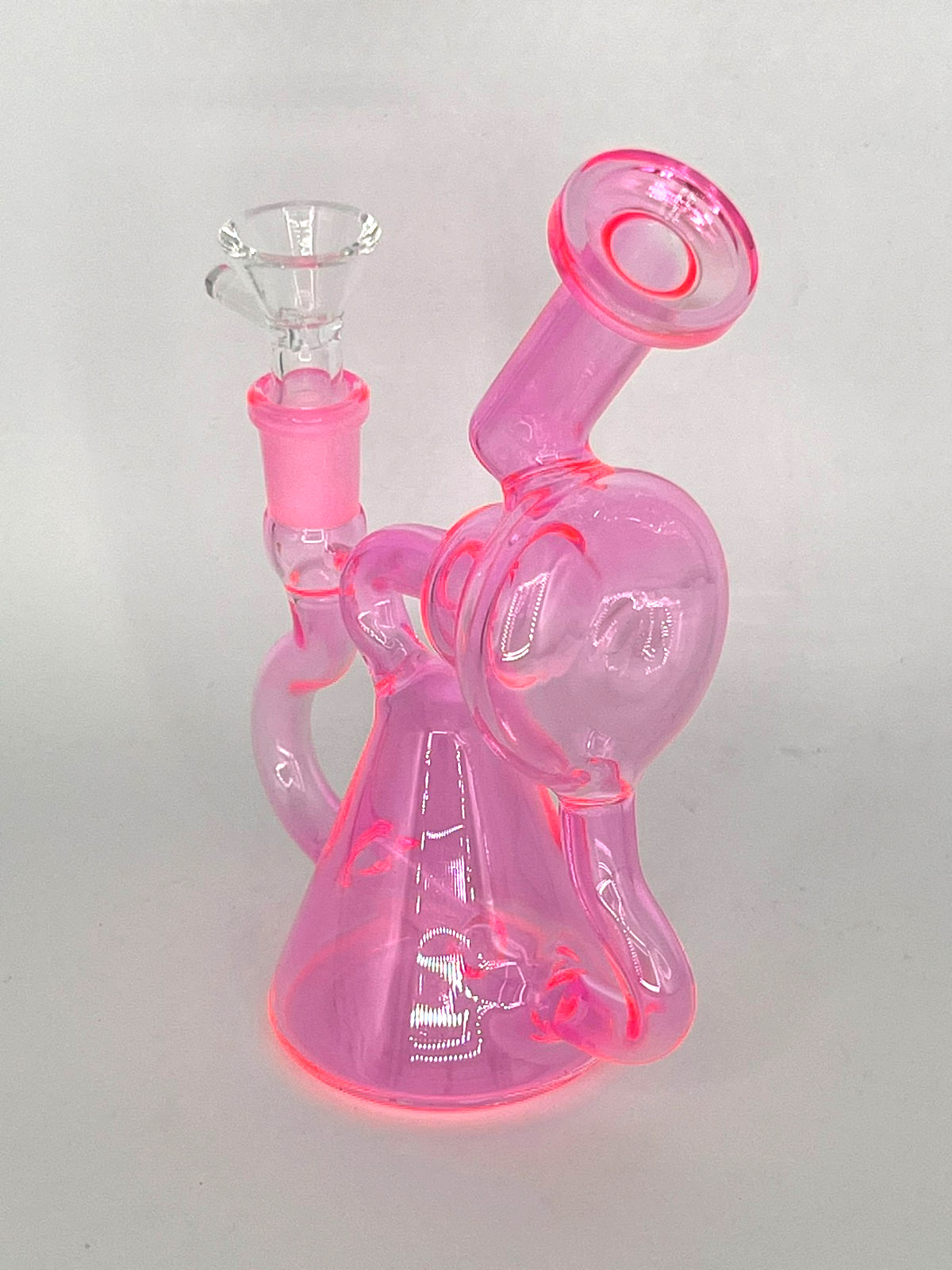 6&Prime; INLINE PERC RECYCLER BONG RIG 14MM BOWL* HOOKAH * NEON PINK *2 FREE GIFTS 💗