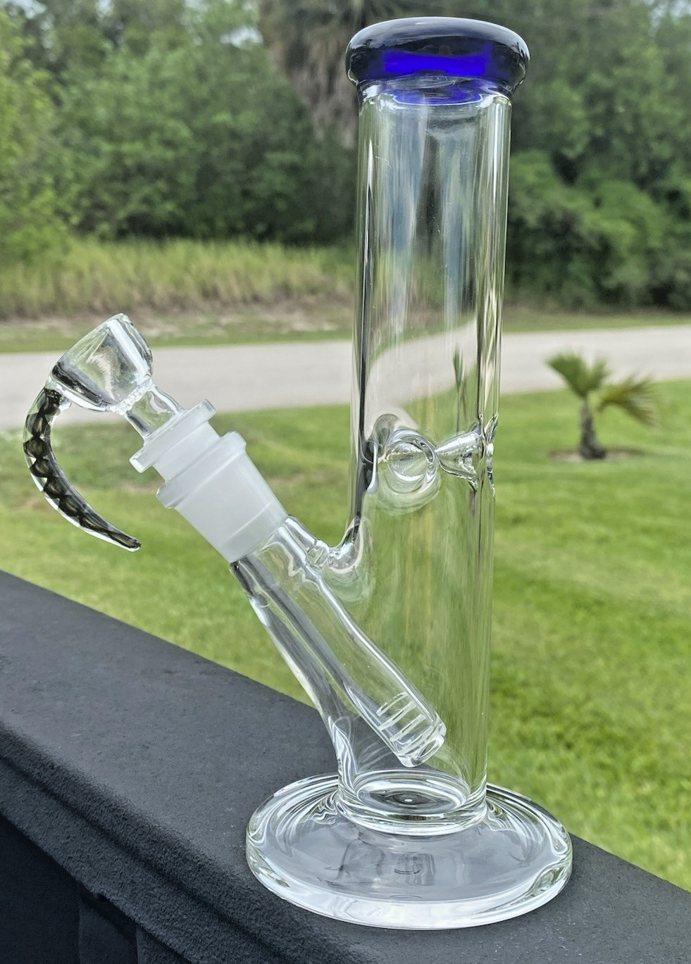 8&Prime;Bong 5mm Glass Tobacco Smoking Water Pipe Hookah Ice Catcher Horned 14mm Bowl