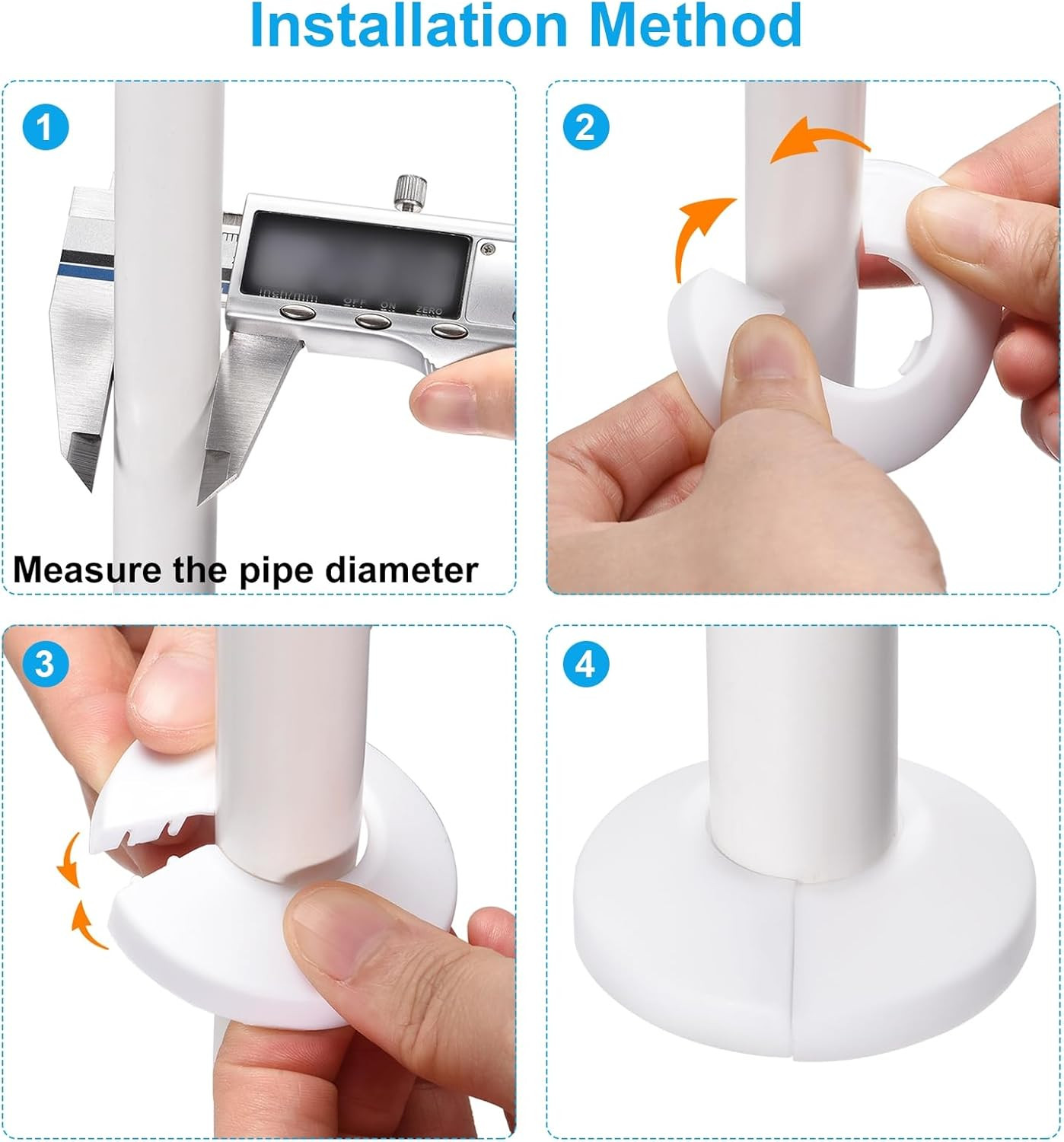 Water Pipe Cover Decoration Fit 1.69&Prime;/43Mm, 3Pcs Flange Water Pipe PP Plastic Es