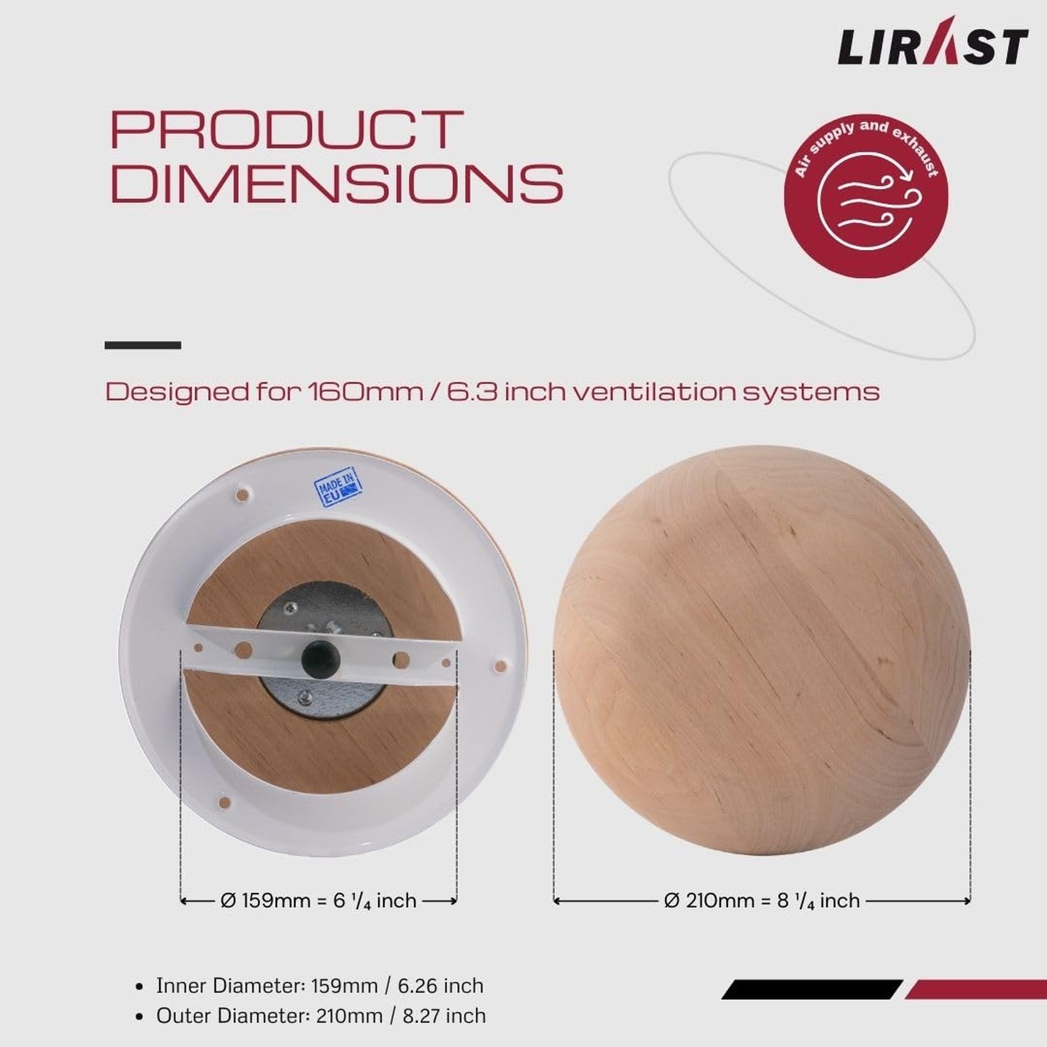 6 inch Resin Free Wood Diffuser – Round Sauna Vent Cover – Adjustable Air Val…