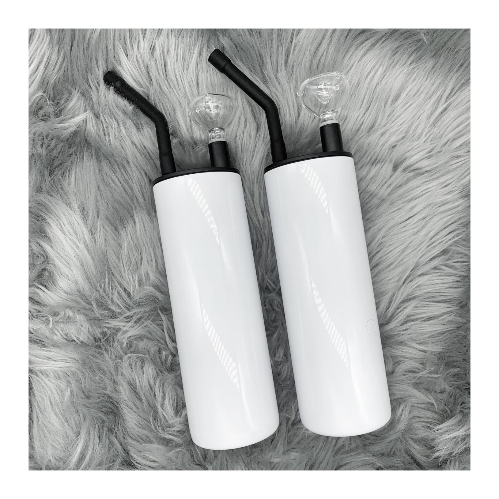 Set of 2 Sublimation Skinny Hookah, 20oz White Sublimation Blank
