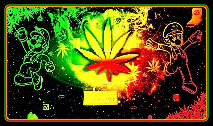 4&Prime; Marijuana Mario Bros vinyl sticker. 420 weed video game decal 4 console, bong