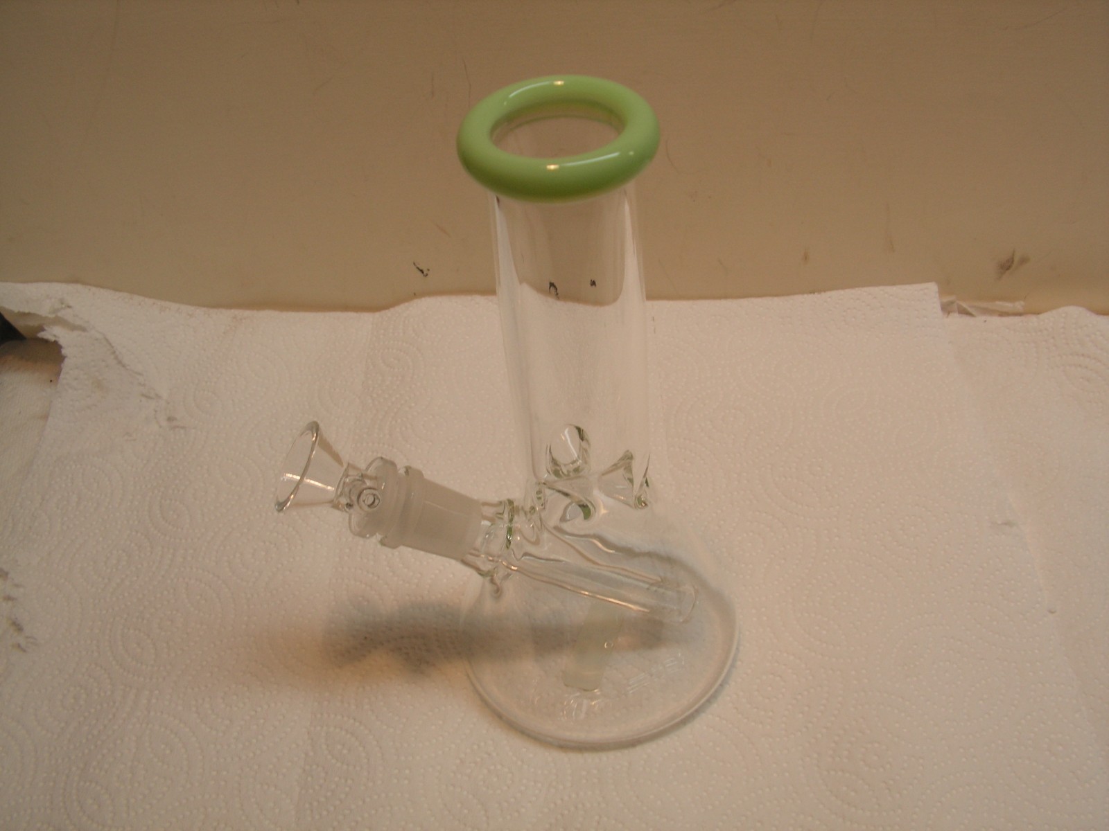8” Thick Clear Lime Green Color Rimmed Glass Water Pipe Bong with Ice Catcher