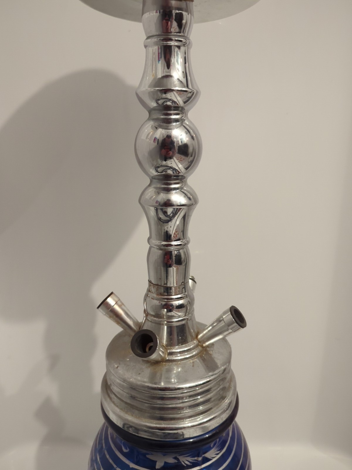 ✨USED✨ Large 30&Prime; Glass Hookah Shisha w/ 3 Separate Wood Handle Hoses