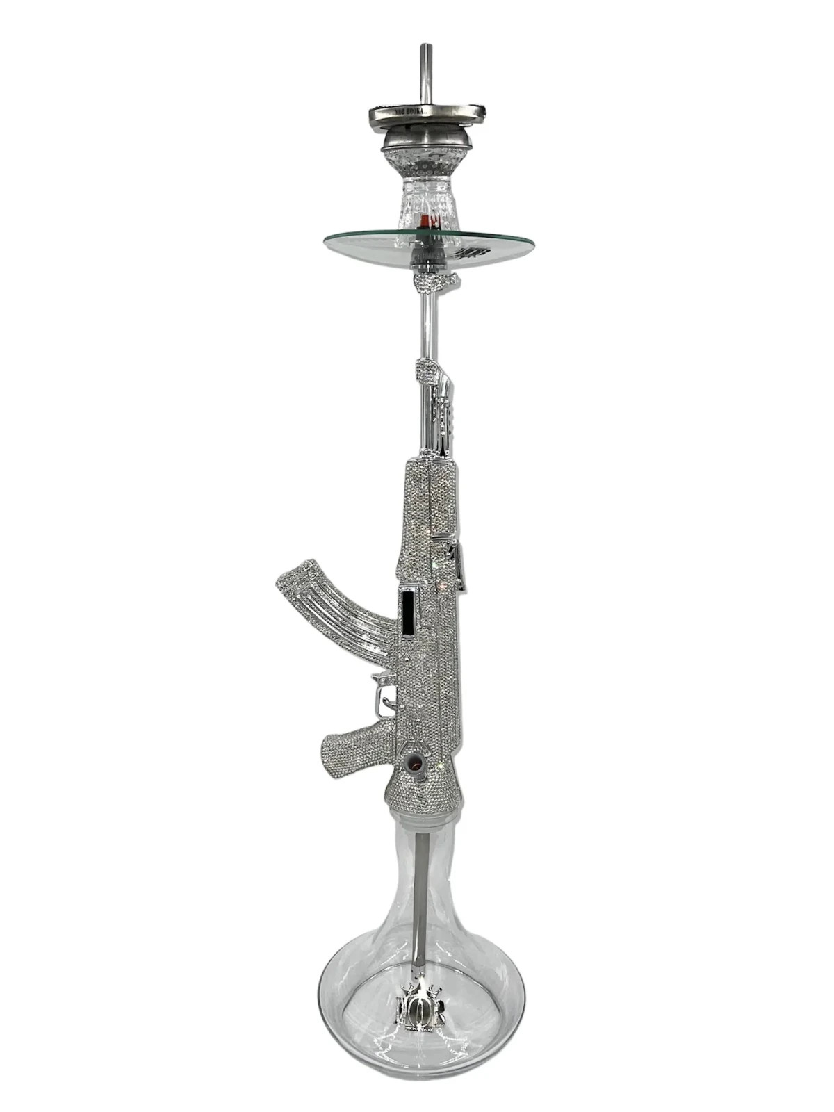 MOB AK-47 Swarovski Diamond Hookah – Silver | Luxury Hookah | FREE Shipping