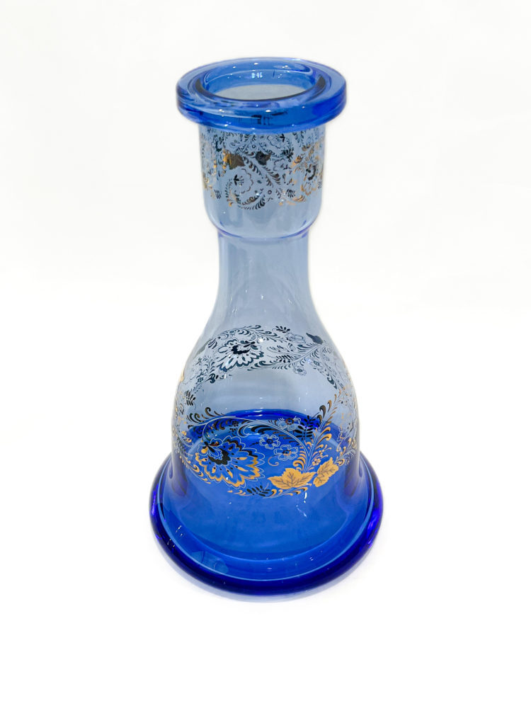 Hookah Glass Vase (GV26) with gold ornament – blue