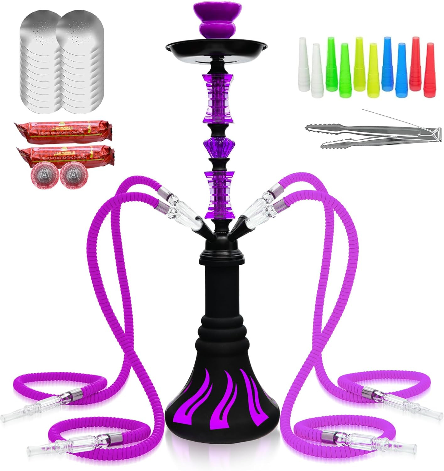 22&Prime; Hookah Set with Everything,Premium Hookah Shisha Set,Up to 4 Persons Hookah