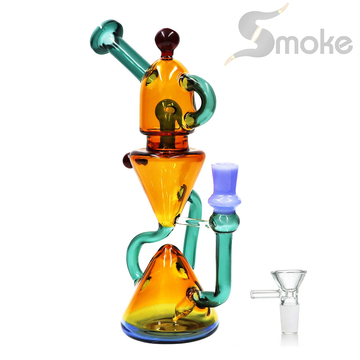 Hookah 10&Prime; Glass Bongs Water Pipes Smoking Beaker Recycler bongs 14mm bowl USA