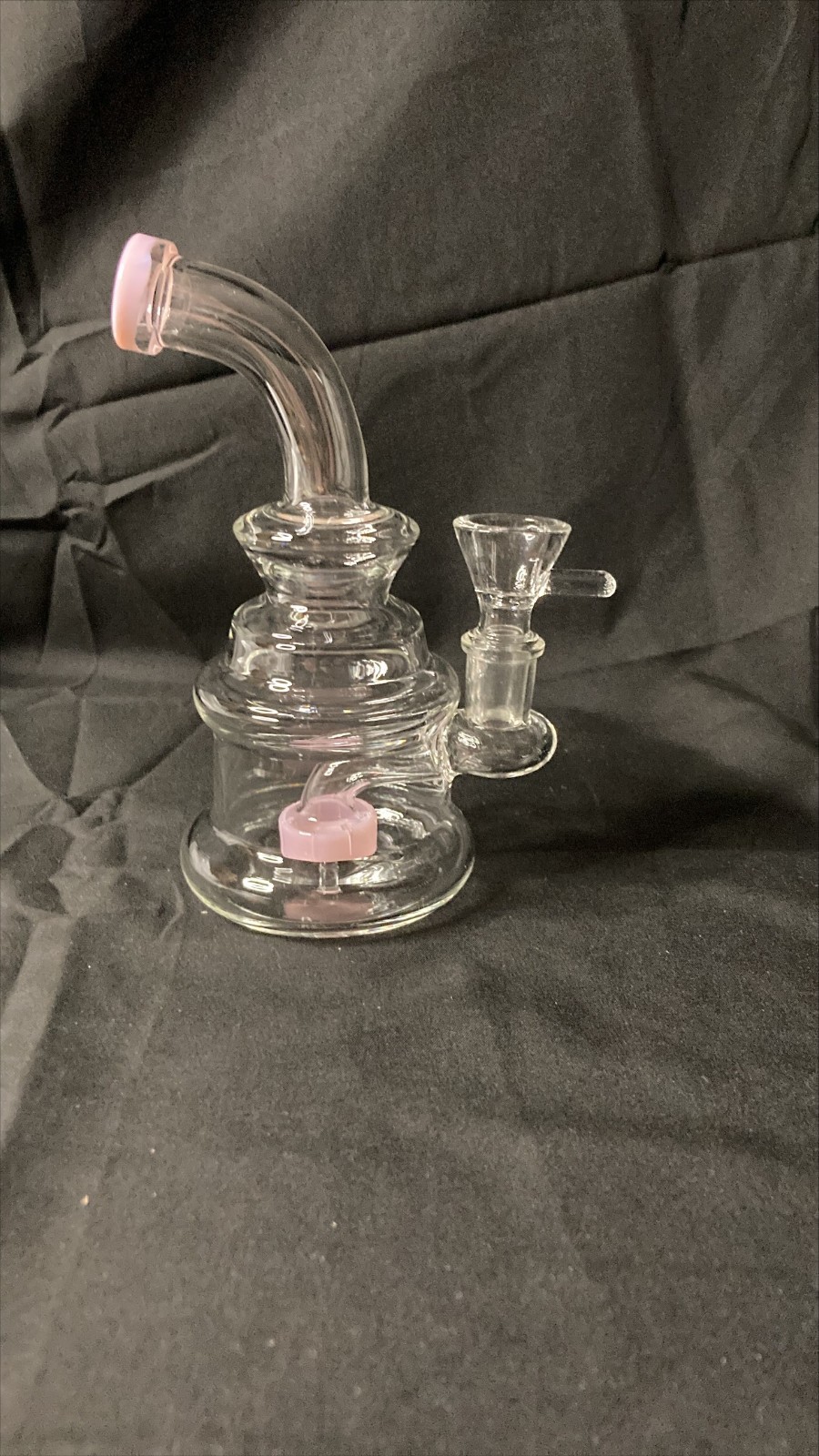Compact Showerhead Percolator Glass Water Pipe | Pink Trim | 6&Prime;